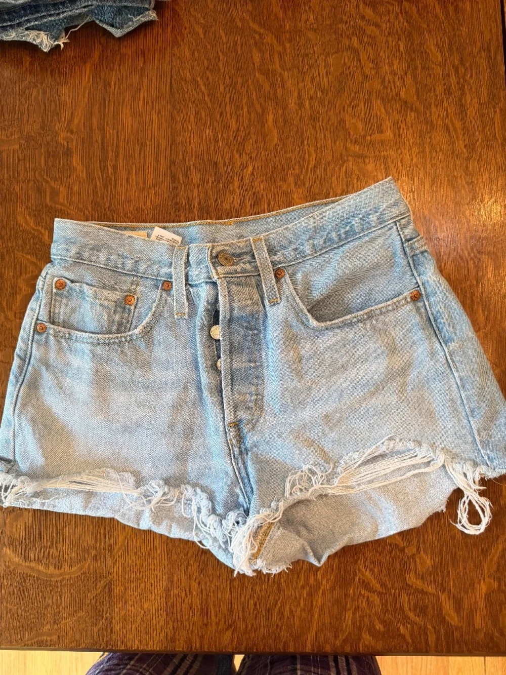 Levi's Premium 501 High-Rise Distressed Denim Shorts